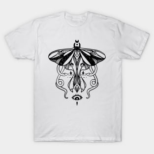 Luna Moth And Snakes Witchy Doodle T-Shirt